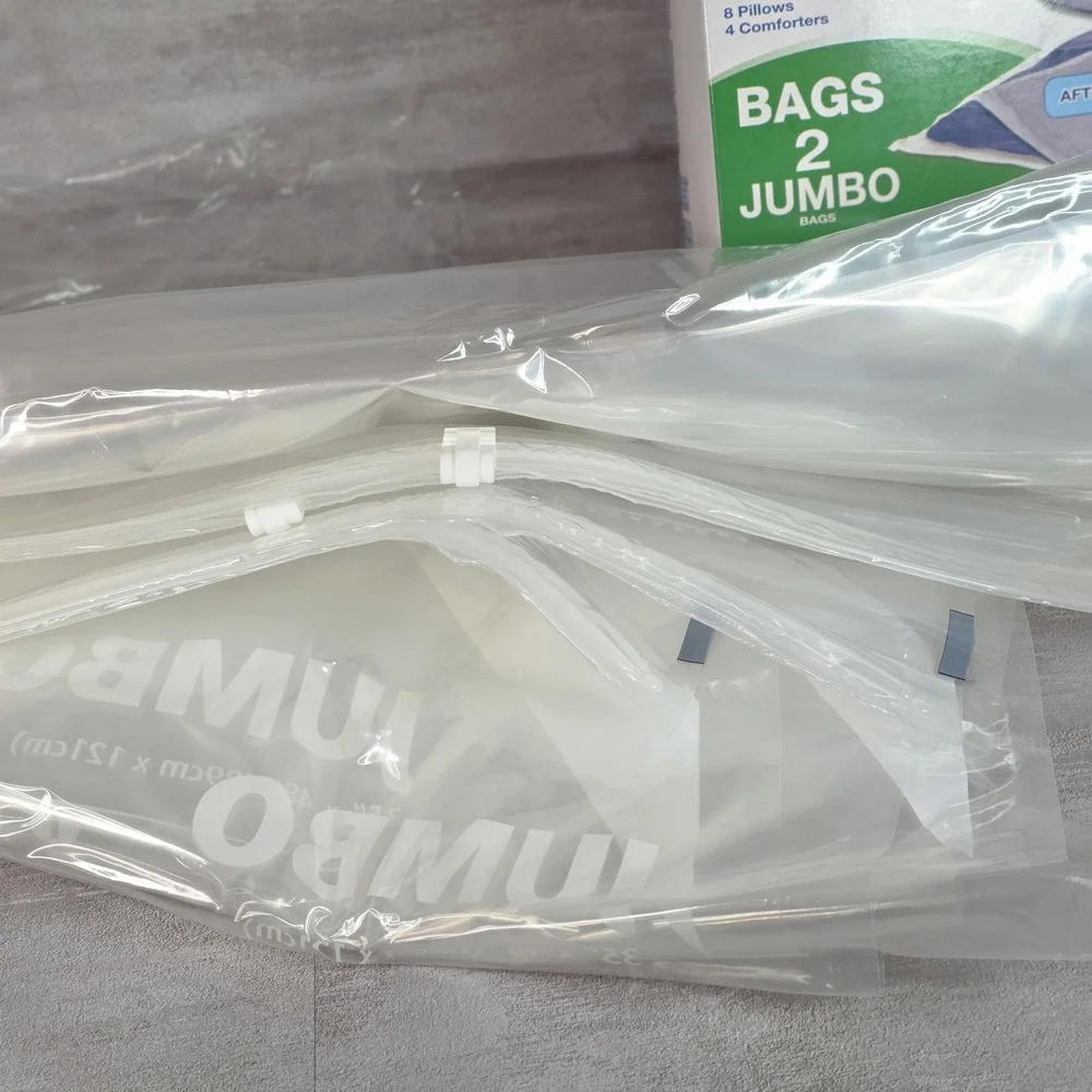 Ziploc Space Bag Pillows & Comforters 2 Jumbo Flats Airtight Waterproof Reusable